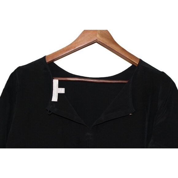 BANANA REPUBLIC 100% Silk Half-Sleeve Blouse in Black - Size S - Picture 7 of 14